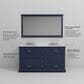Lexora Home Dukes 60" Double Bathroom Vanity in Navy Blue with 2 cm White Carrara Marble Top and Rectangular Sinks, , large