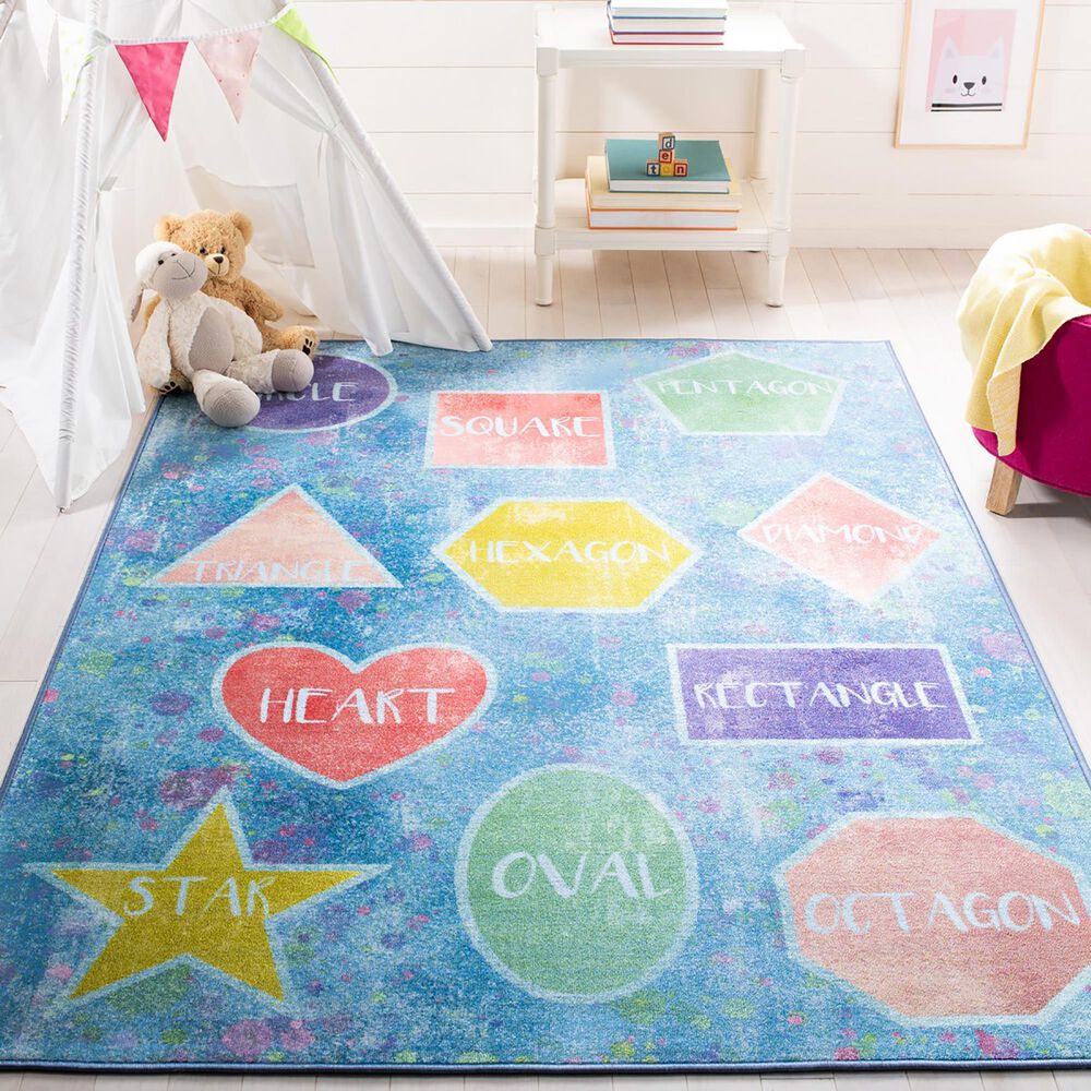 Safavieh Kids Playhouse 6&#39;7&quot; x 9&#39; Blue and Pink Rug, , large
