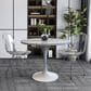 Leisuremod LeisureMod Verve Collection 36 Round Dining Table, White Base with Laminated White Marbleized Top, , large