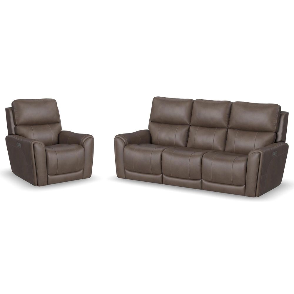 Flexsteel Carter Power Reclining Sofa and Recliner in Cappuccino, , large