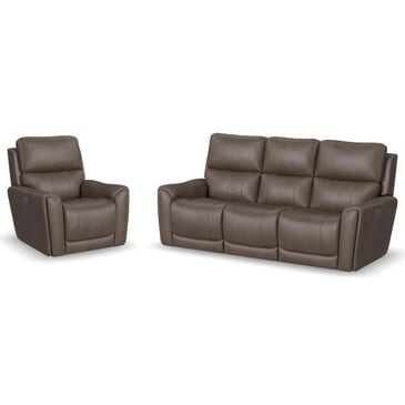 Flexsteel Carter Power Reclining Sofa and Recliner in Cappuccino, , large