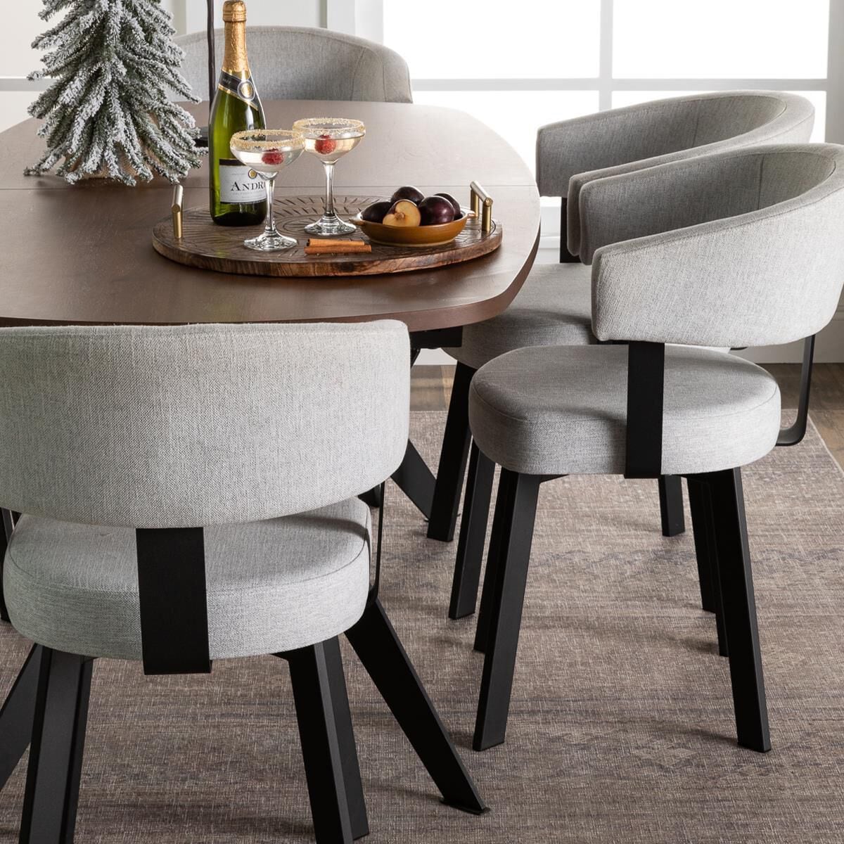 Amisco Grissom XL Barrel Back Dining Chair in Black Coral