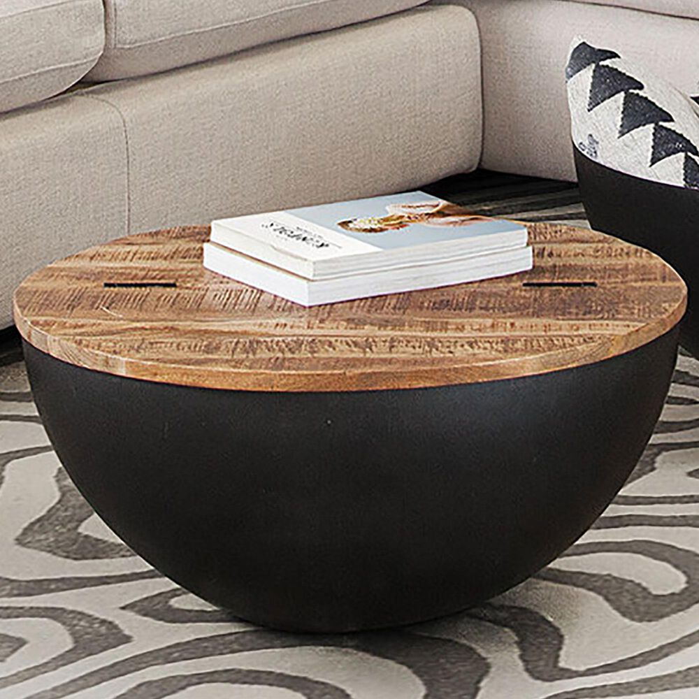 37B Salem Round Storage Cocktail in Natural and Black, , large