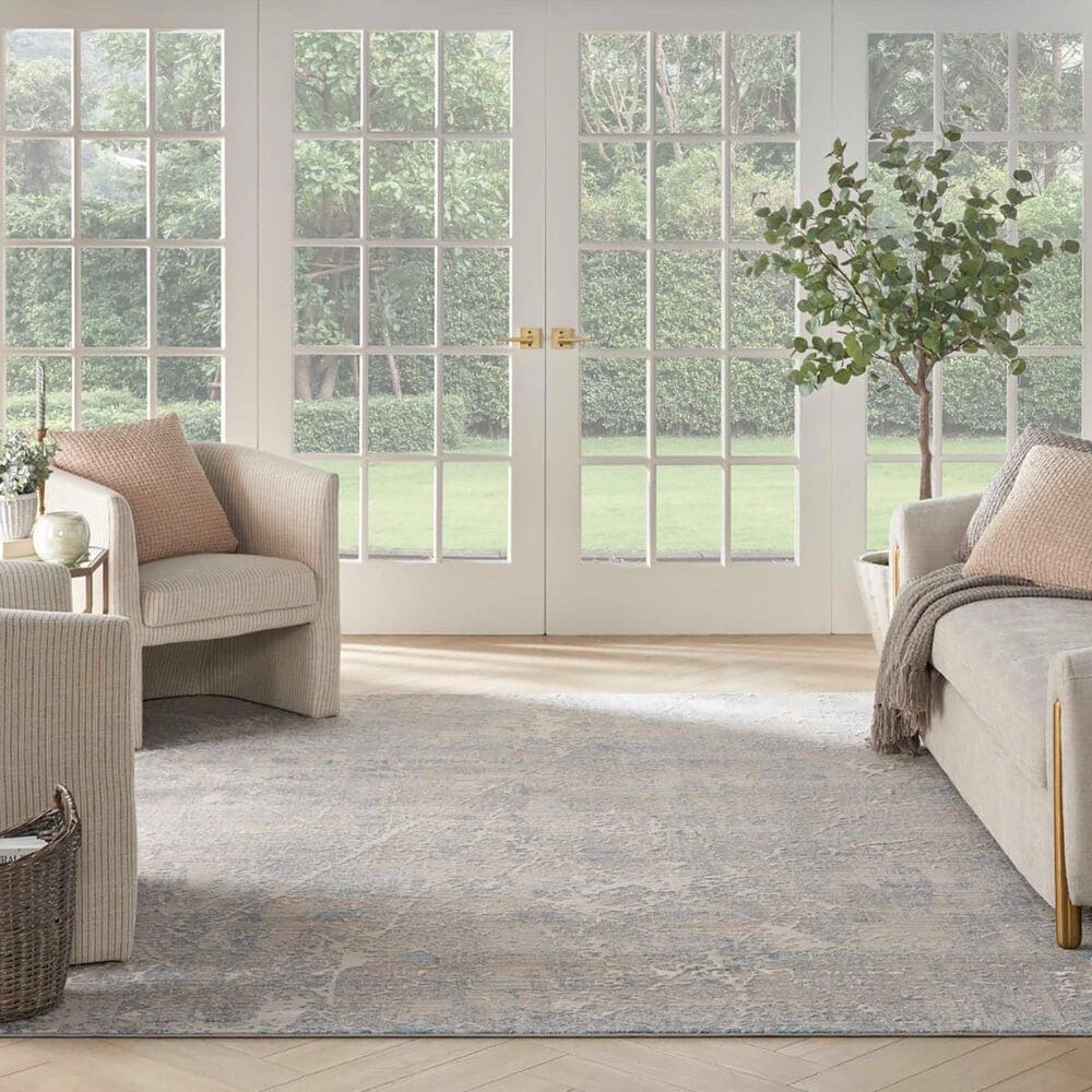 Nourison Exhale 7&#39;10&quot; x 9&#39;10&quot; Beige and Blue Area Rug, , large