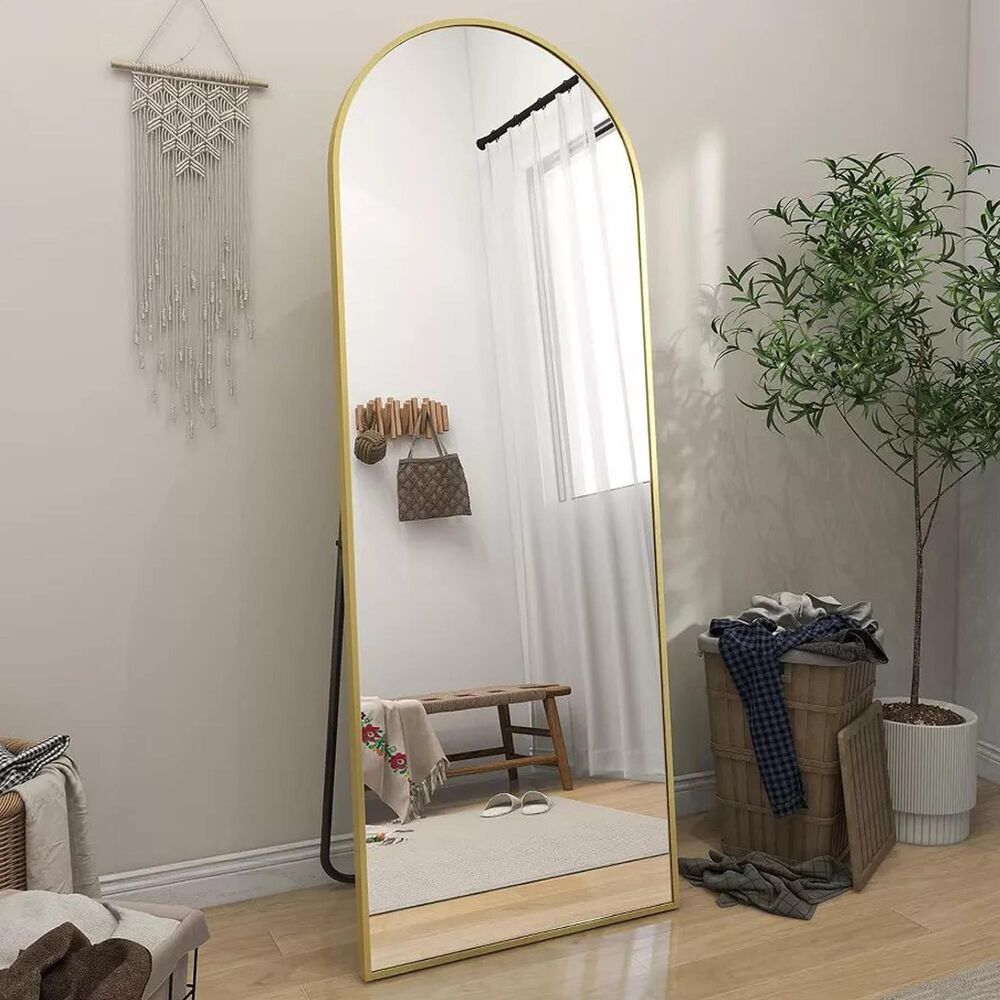 HOMLUX 64" x 21" Modern Full Length Bathroom Mirror in Gold, , large