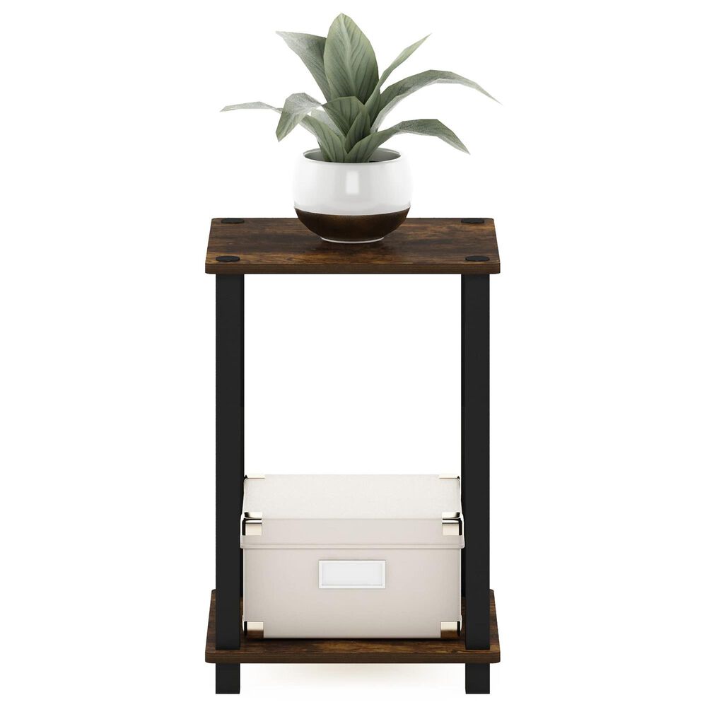 HOMLUX Simplistic 1-Tier End Table in Amber Pine and Black, , large