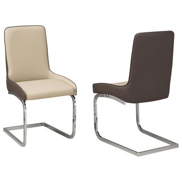 Brassex Donatello Dining Chair with Brown and Cream Cushion in Chrome (Set of 2), , large