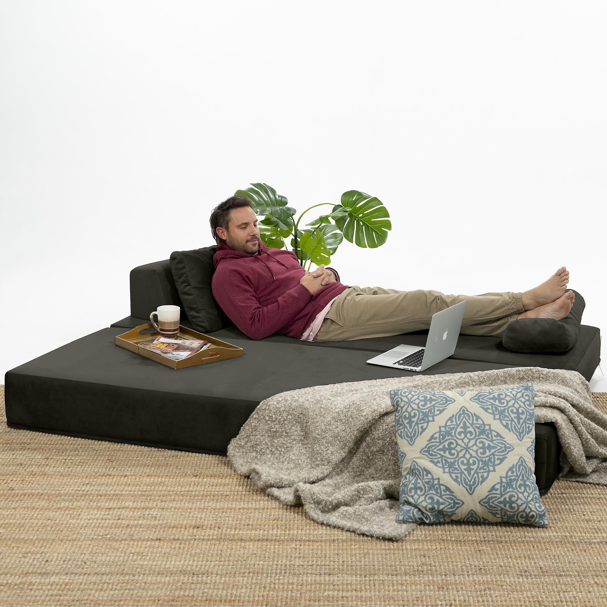 Jaxx Sacks Balshan Chaise Lounge Daybed in Charcoal NFM