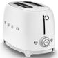 SMEG Retro-Style 2-Slice Toaster in Matte White and Polished Chrome, , large