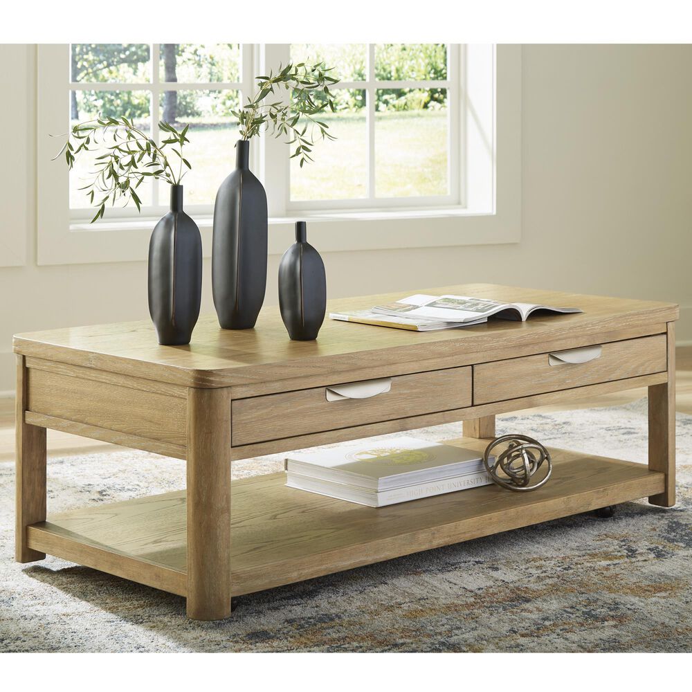 Ashley Rencott Rectangular Coffee Table in Light Brown, , large