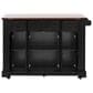 HOMLUX 53" Kitchen Island with Two Tempered Glass Cabinet Door in Black, , large