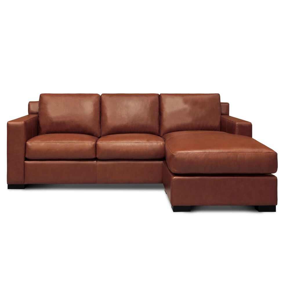 GTR Leather Inc. Madison 3 Seat Sofa with Chaise in Soleil Luggage Brown, , large