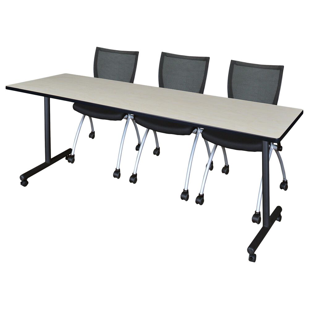 Regency Global Sourcing Kobe 4-Piece Training Table Set in Maple/Black, , large