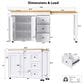 HOMLUX 74.8" Kitchen Island with Extendable Dining Table in White and Natural, , large