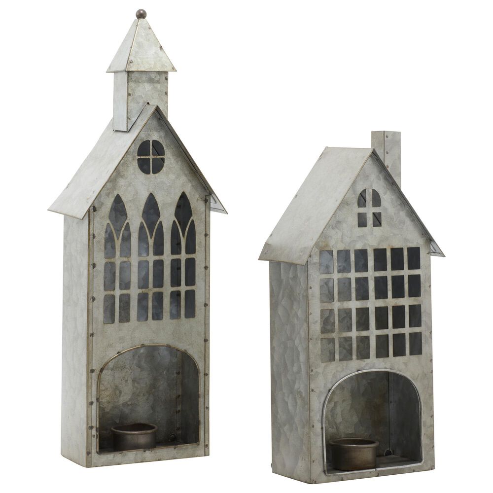 Maple and Jade Farmhouse Church Candle Holder in Gray (Set of 2), , large