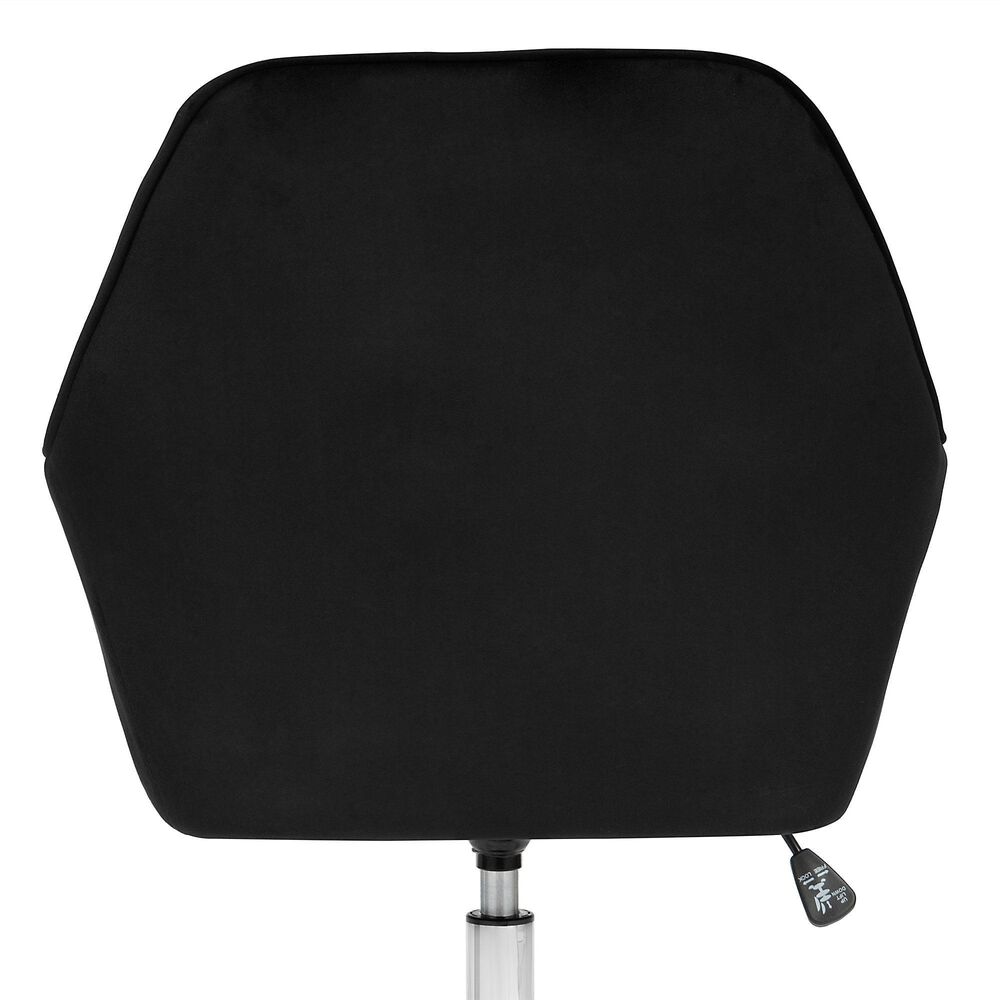 Impressions Vanity Kelly Swivel Vanity Chair with Black Cushion in Matte Silver, , large