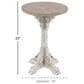 Maple and Jade Pedestal Scroll Accent End Table in Distressed White and Dark Brown, , large