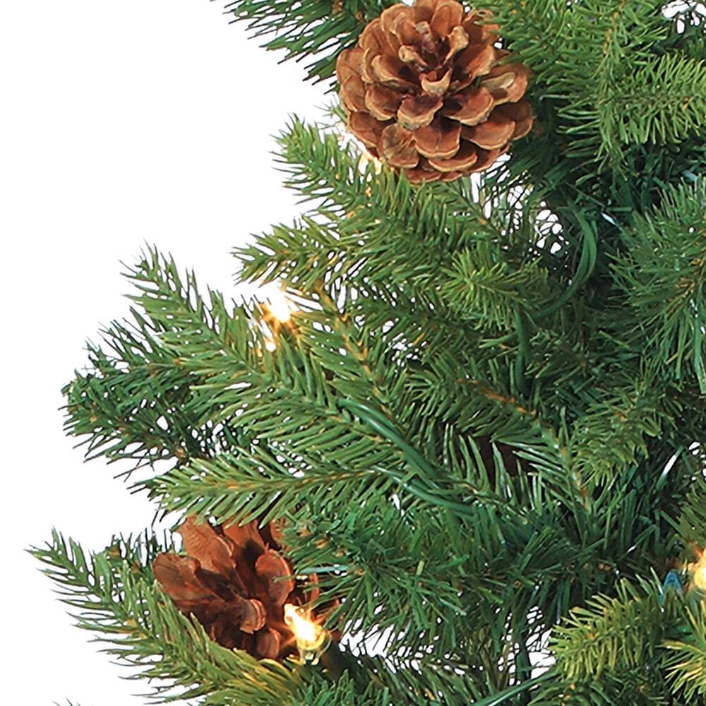 The Gerson Company 4&#39; Potted Pre-Lit Artificial Georgia Pine with White LED Lights in Green, , large