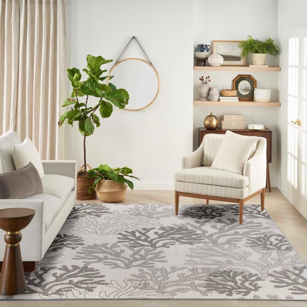 Nourison Garden Oasis Nautical Grey 9&#39; x 12&#39; Indoor/Outdoor Area Rug, , large