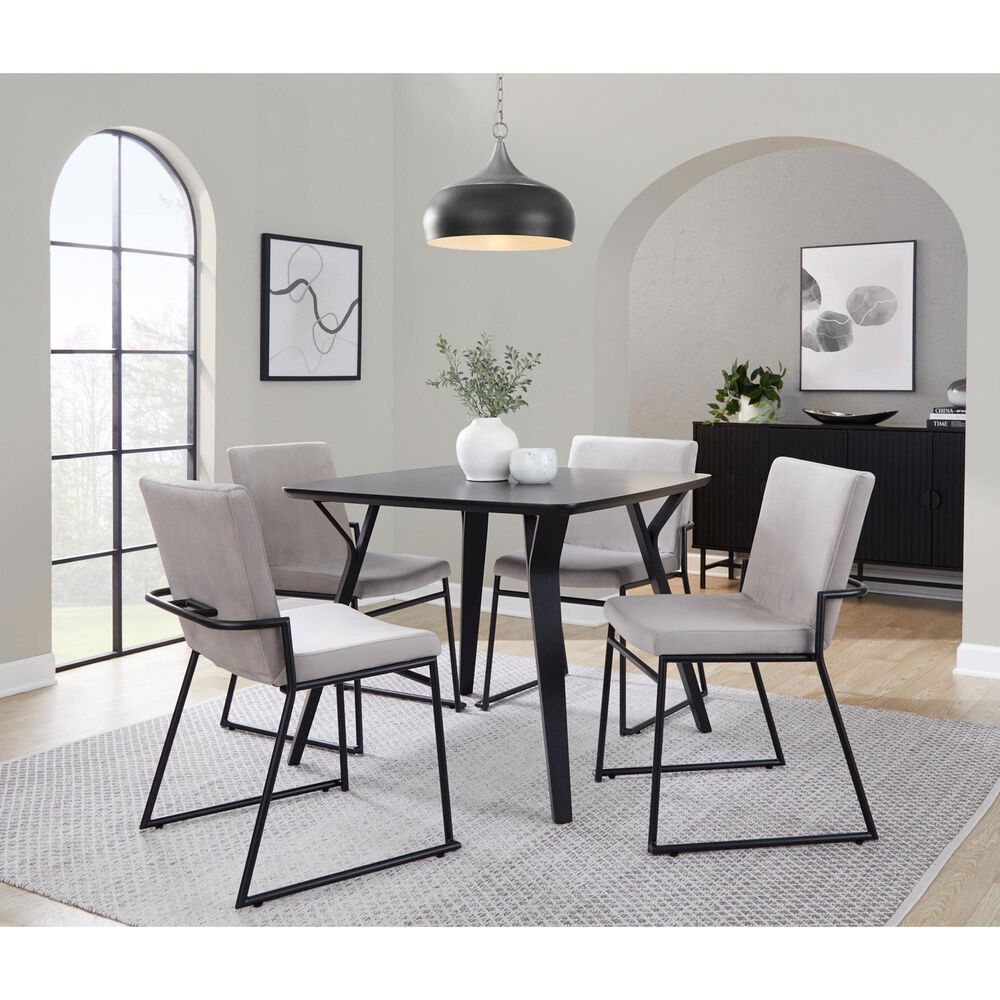 LumiSource Dutchess Side Chair with Silver Velvet Cushion in Black (Set of 2), , large