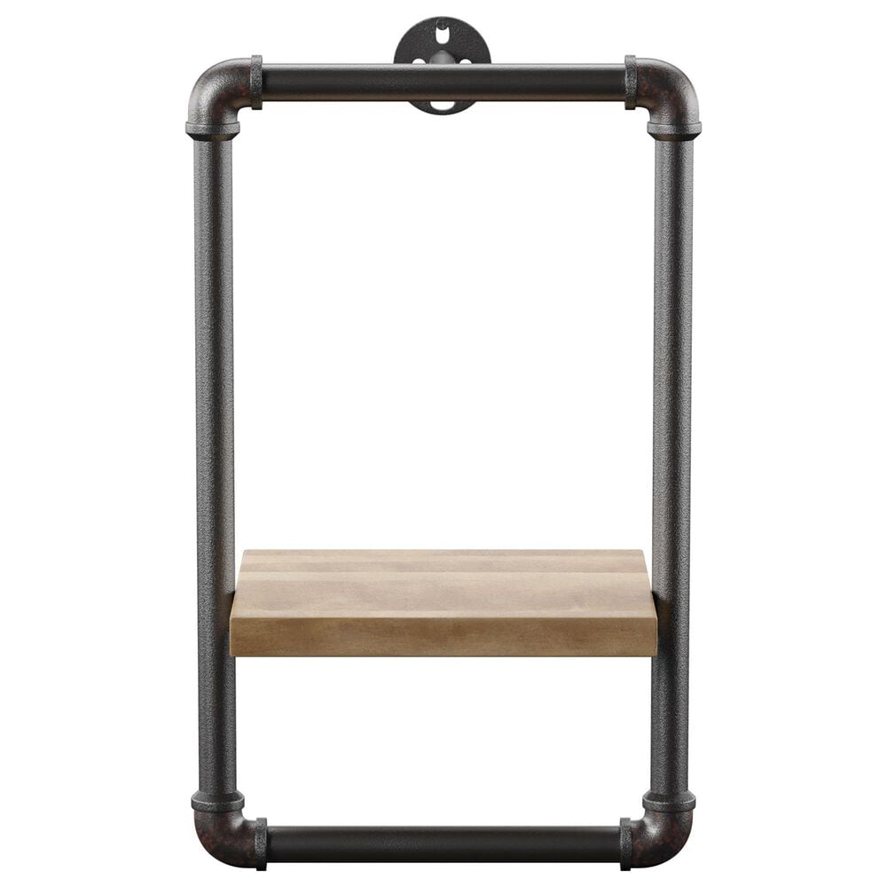 Furniture of America Dennis 16.25" x 10" Wall Shelf in Sand Black, , large