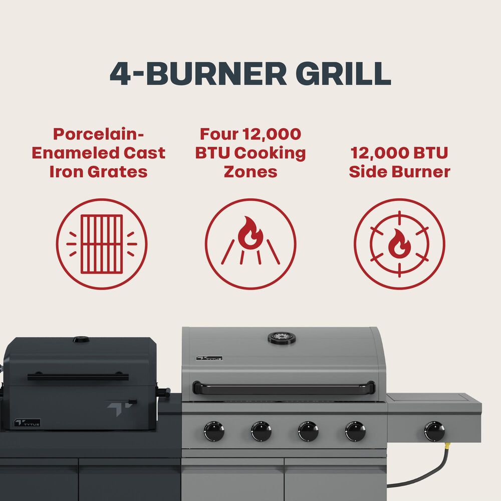 Tytus Anaheim and Emberwood 3-Piece Modular Duo with Charcoal Grill in Gunmetal Gray, , large