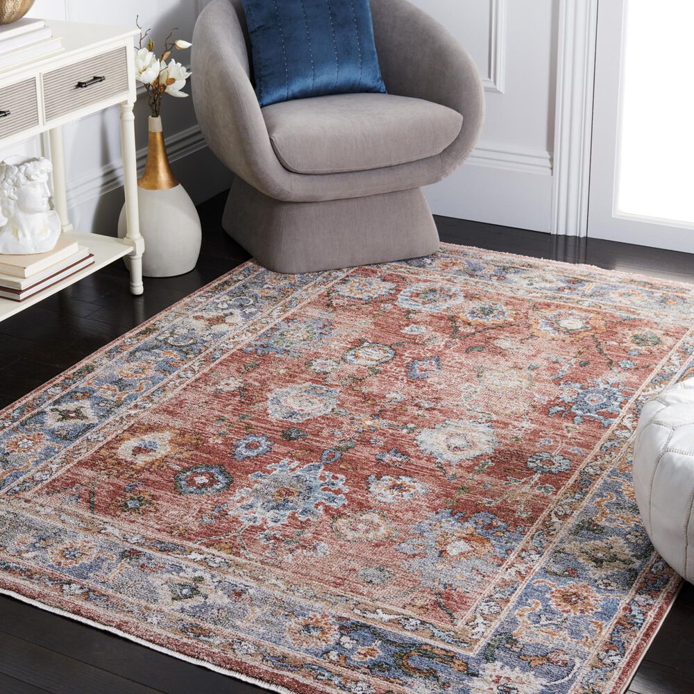 Safavieh Jasmine JSM338P 4&#39;5&quot; x 6&#39;5&quot; Rust and Blue Area Rug, , large