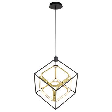 Vaxcel International Co. Ltd. Anson 1-Light Pendant in Matte Black and Gold, , large