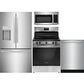 Frigidaire 4 PC Kitchen Package with 27.8 Cu. Ft. Freestanding French Door Refrigerator, 30" Freestanding Electric Range, 1.8 Cu. Ft. OTR Microwave, and 24" Built-In Dishwasher with DishSense and MaxDry, , large