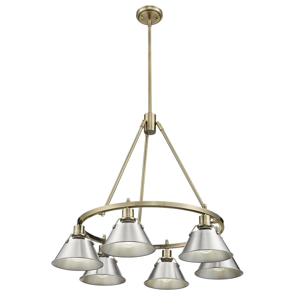 Golden Lighting Orwell 6-Light Chandelier with Pewter Shade in Aged Brass, , large