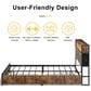 HOMLUX 4-Drawer Queen Storage Bed with LED Bookcase Headboard and Charging Station in Rustic Brown, , large