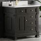 James Martin Vanities Brookfield 36" Single Bathroom Vanity in Black Onyx with Single Hole 3 cm White Zeus Quartz Top and Rectangular Sink, , large