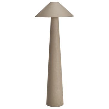 TEAK INTERIORS Round Linen Floor Lamp with Inline Foot Switch in Natural, , large