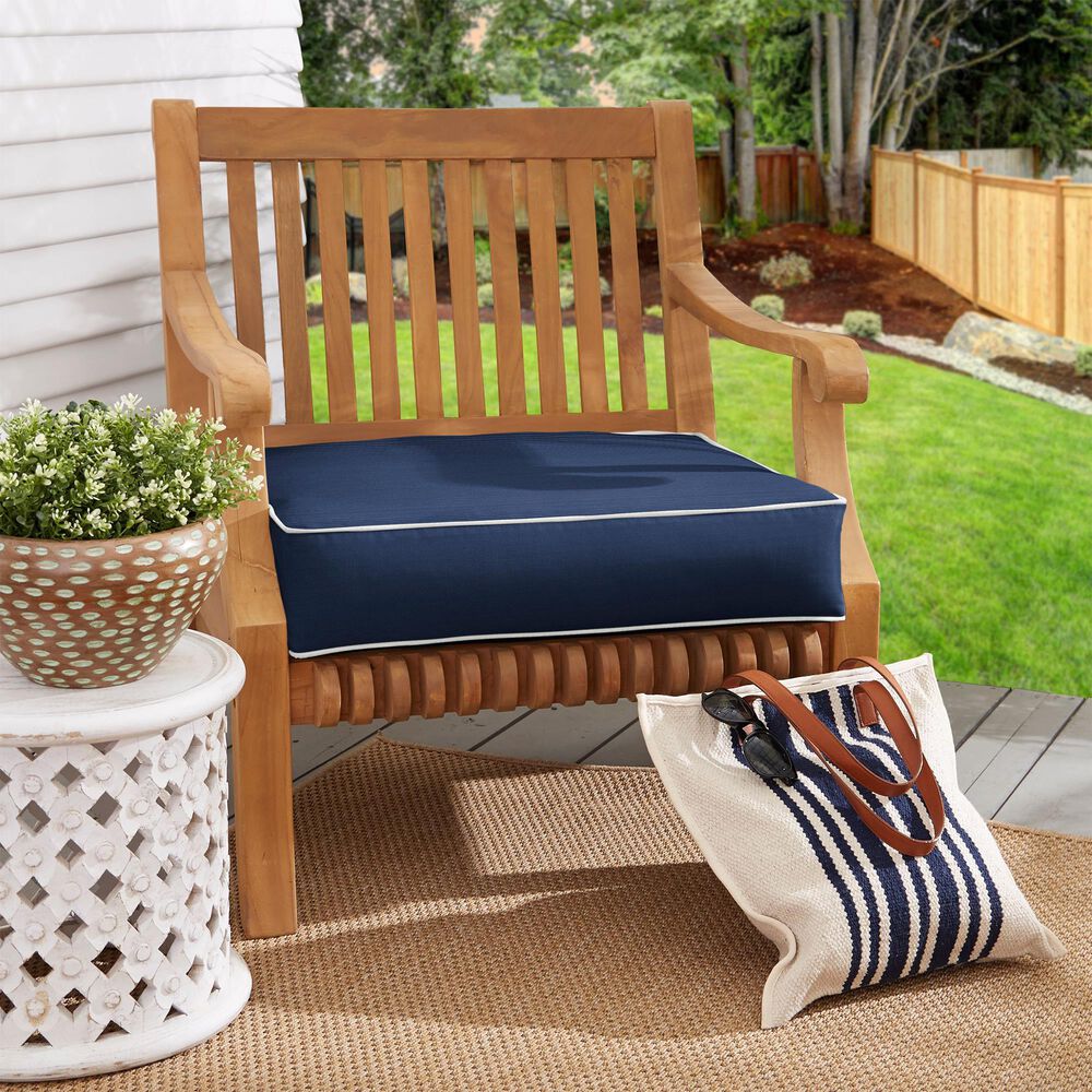 Sorra Home Sunbrella 22.5" Deep Seating Cushion in Canvas Navy with White Accent, , large