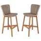 Hearth and Haven Lymington Outdoor Wicker Barstool with Teak Frame in Light Brown (Set of 2), , large