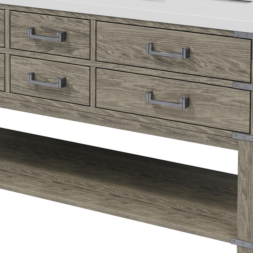 Lexora Home Norwalk 60" Double Bathroom Vanity in Grey Oak with White Quartz Top and Rectangular Sinks, , large