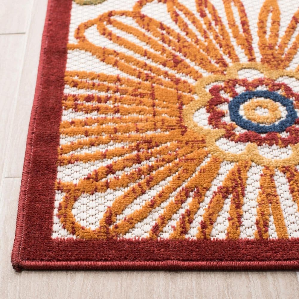 Safavieh Cabana CBN801A 8&#39; x 10&#39; Creme and Red Indoor/Outdoor Area Performance Rug, , large