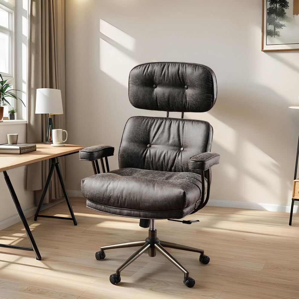HOMLUX High Back Executive Office Chair with Suede Leather in Gray, , large