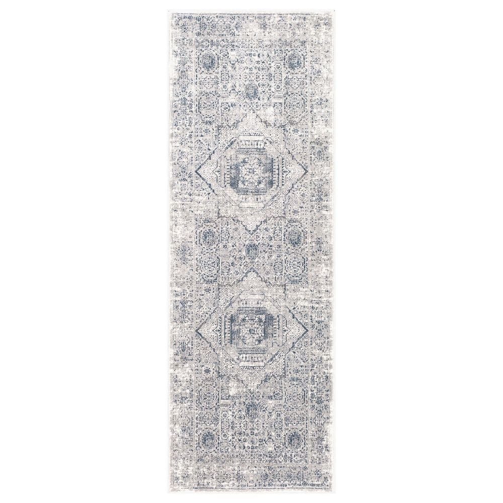 Surya Aisha AIS-2318 2"7" x 7"7" Charcoal, Gray, Off-White and Dark Blue Runner, , large