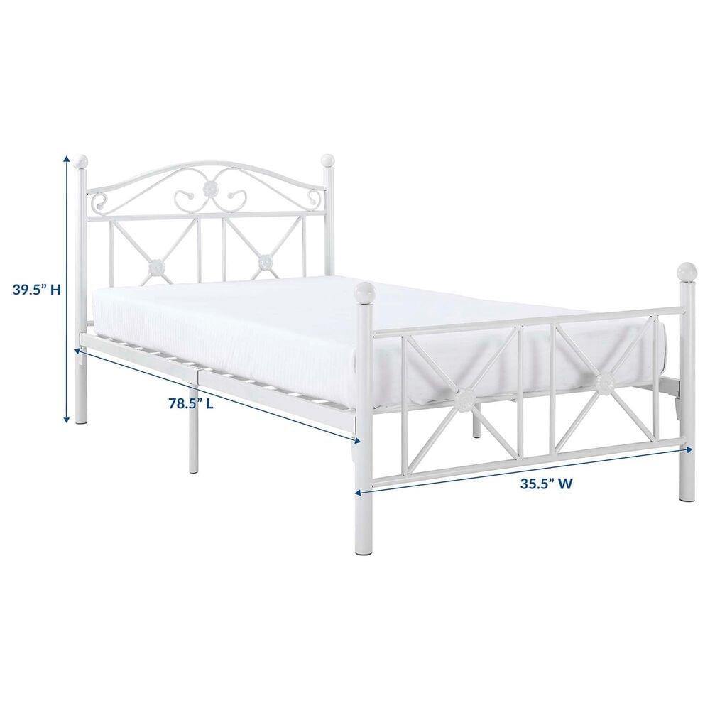 Modway Cottage Twin Platform Bed in White, , large