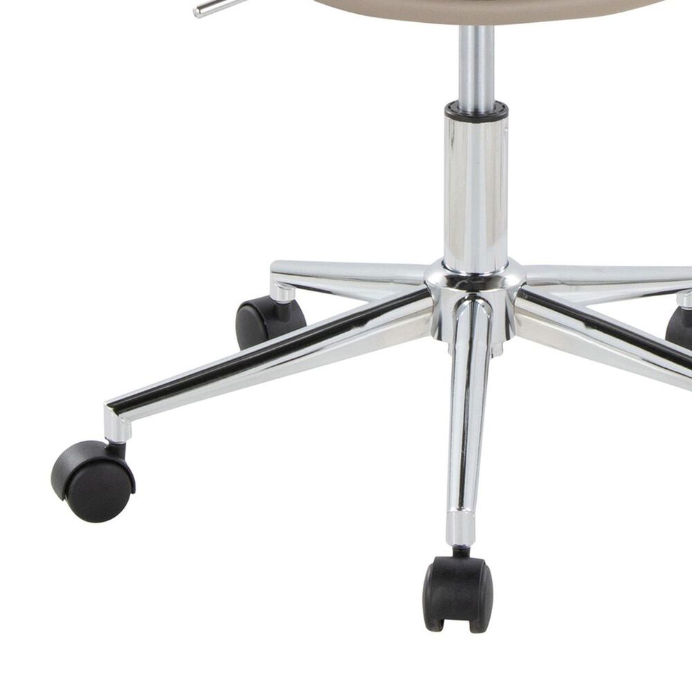 LumiSource Curvo Swivel Task Chair with Light Grey Faux Leather Cushion in Chrome, , large