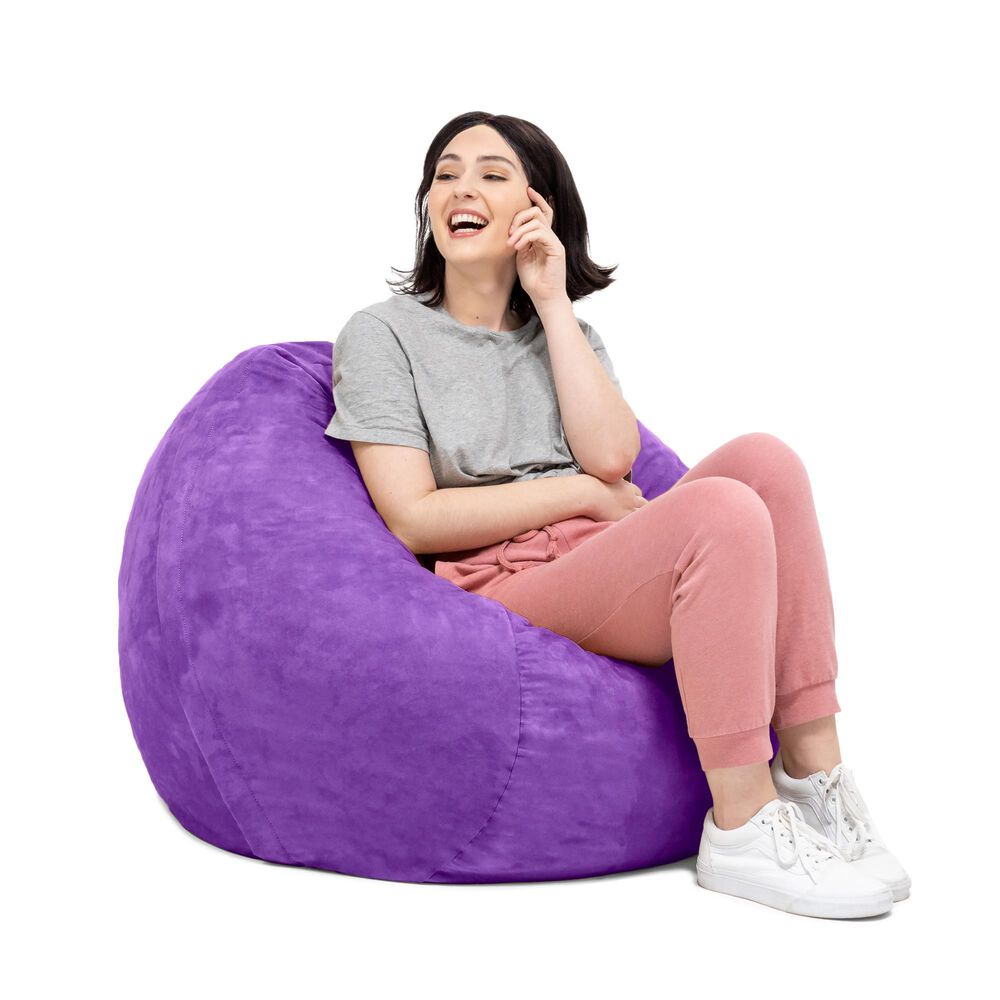 Jaxx 3&#39; Round Bean Bag with Removable Cover in Grape, , large
