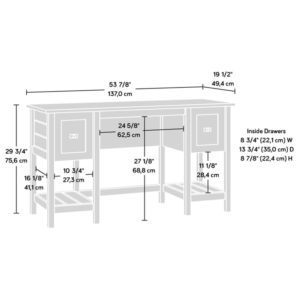 Sauder Cottage Road Double Pedestal Desk in Raven Oak and Lintel Oak, , large