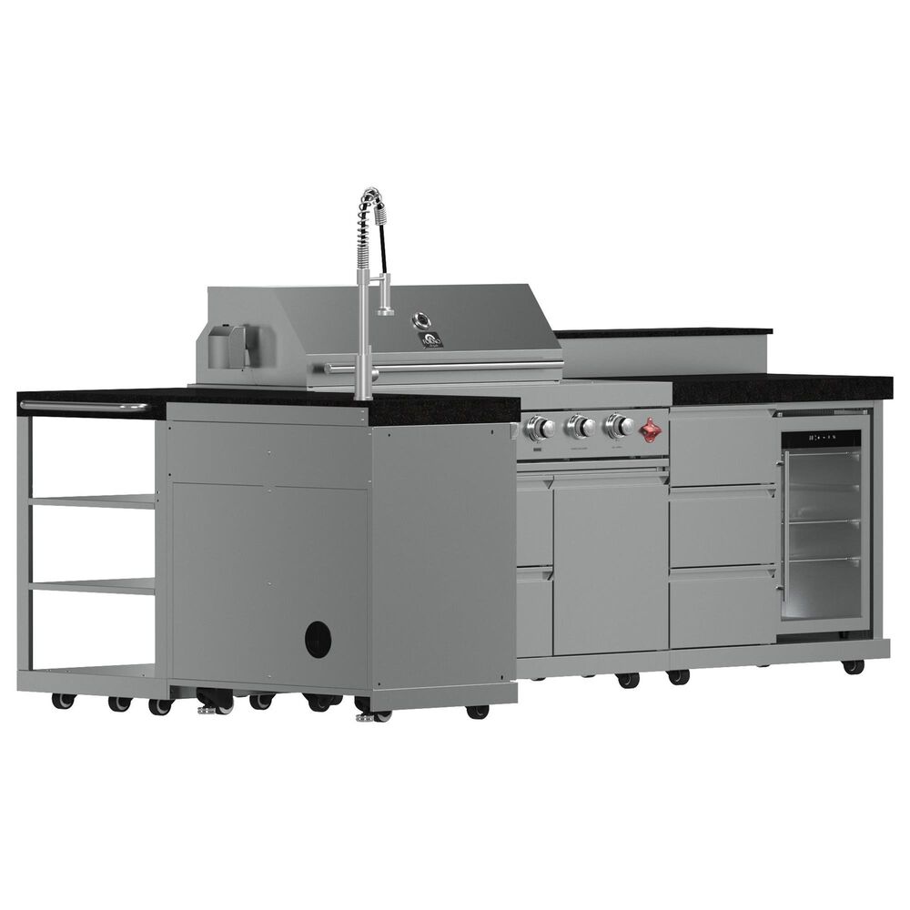 Forno Bulnes 4-Piece Outdoor Kitchen Grill Set with Beverage Center in Stainless Steel and Black, , large