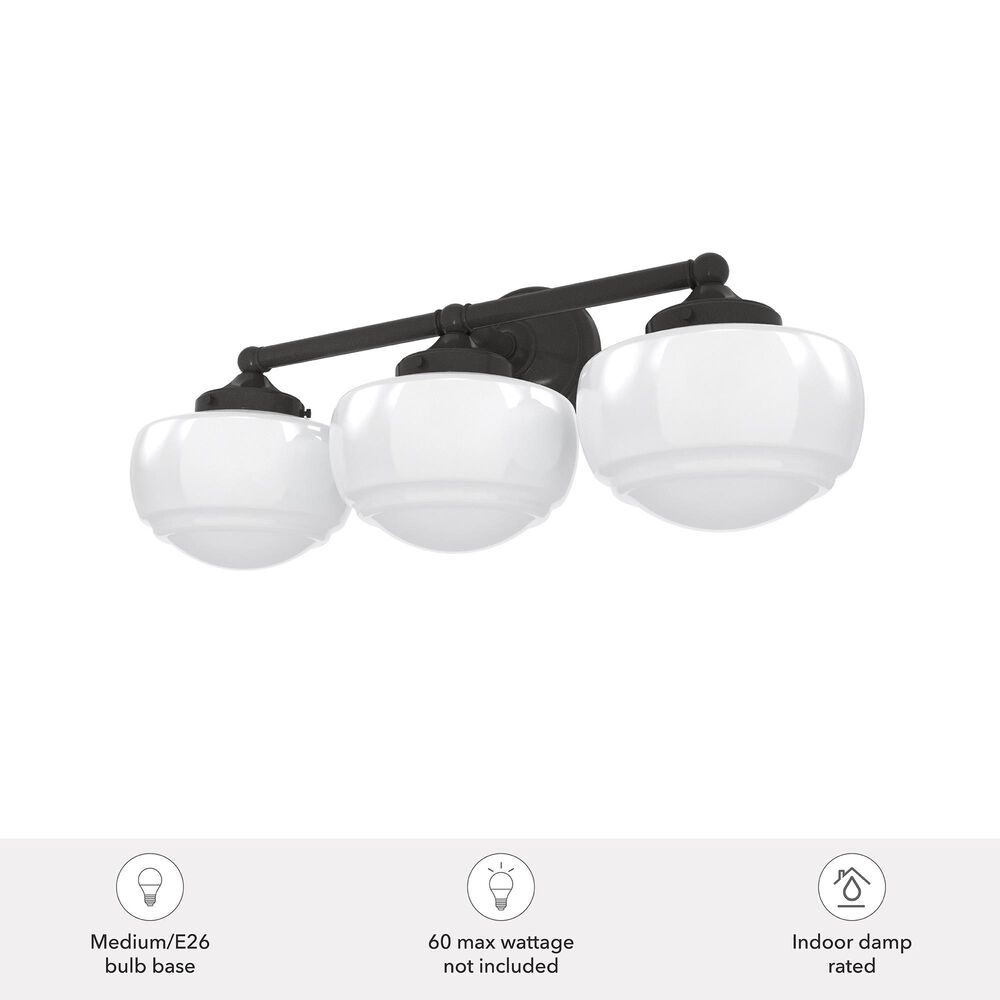 Hunter Saddle Creek 3-Light Vanity with White Shade in Noble Bronze, , large