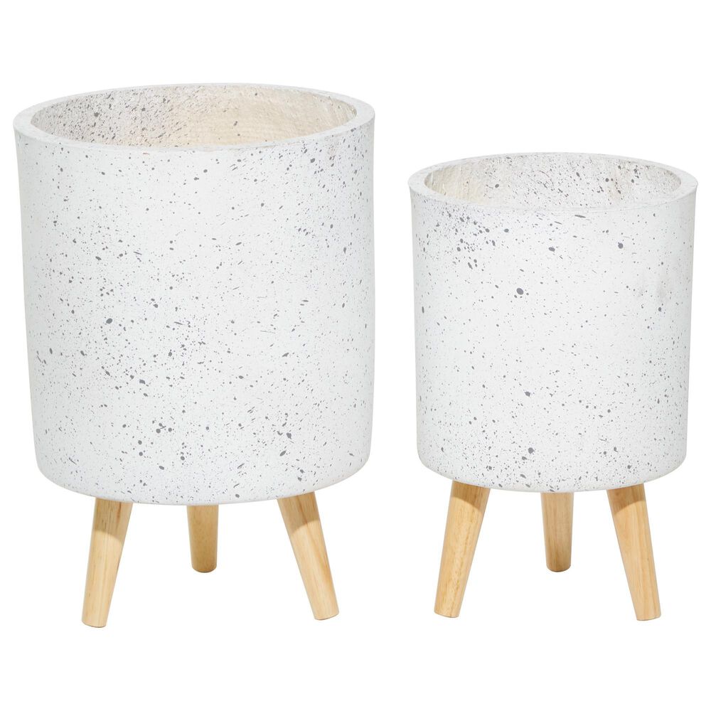 Maple and Jade Contemporary Wood Planter White Set of 2, , large