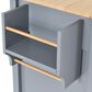 HOMLUX 54" Kitchen Island with Solid Wood Top and Locking Wheels in Grey Blue, , large