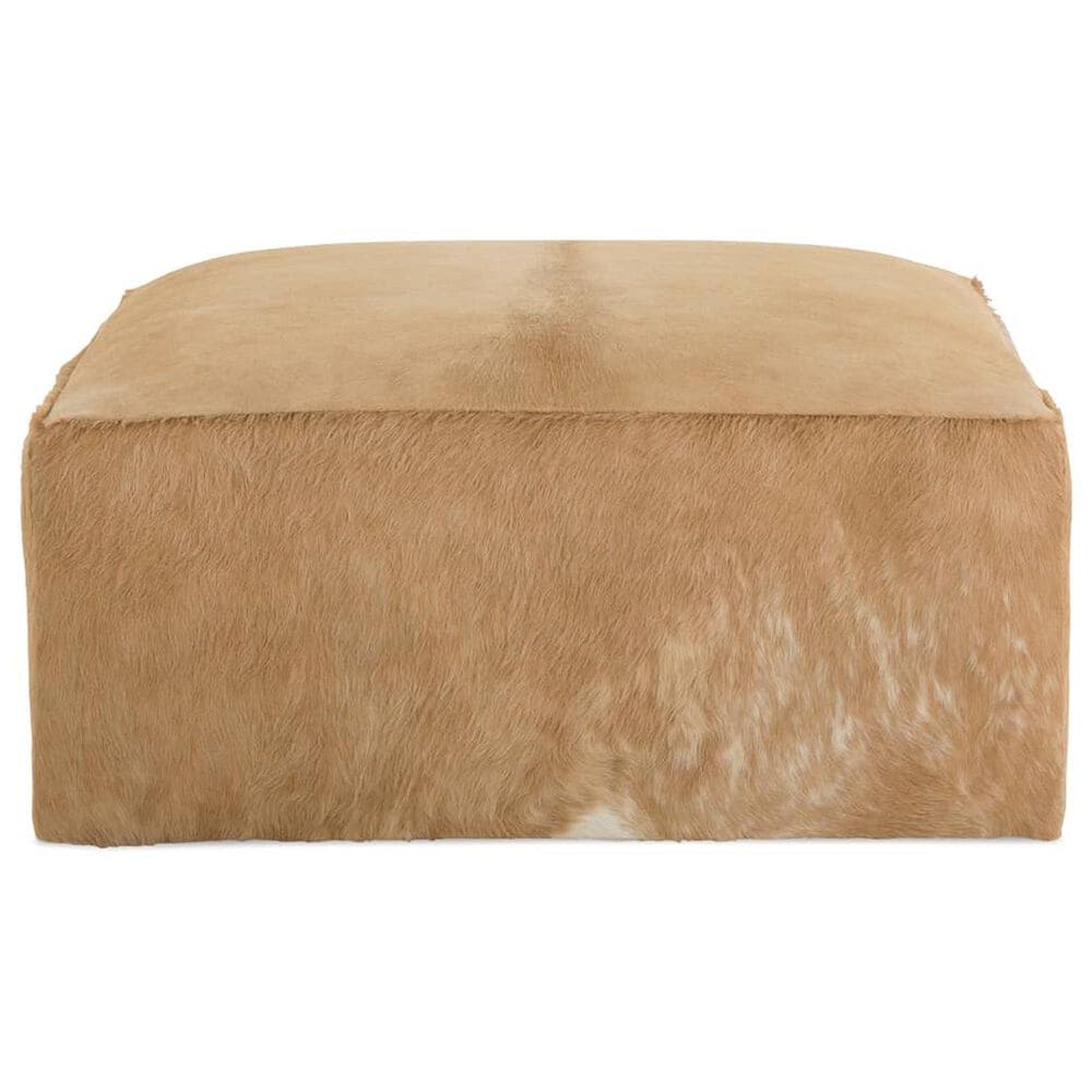 Rowe Furniture Miles Hair on Hide Leather Ottoman in Tan, , large
