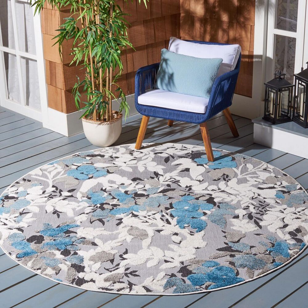 Safavieh Cabana CBN674B 6&#39;7&quot; Round Beige and Blue Indoor/Outdoor Area Performance Rug, , large