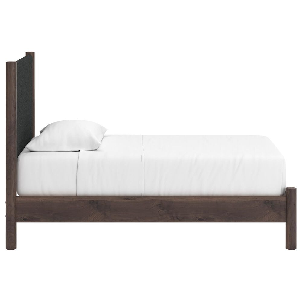 Ashley Pamytta Twin Upholstered Panel Platform Bed in Rich Brown, , large